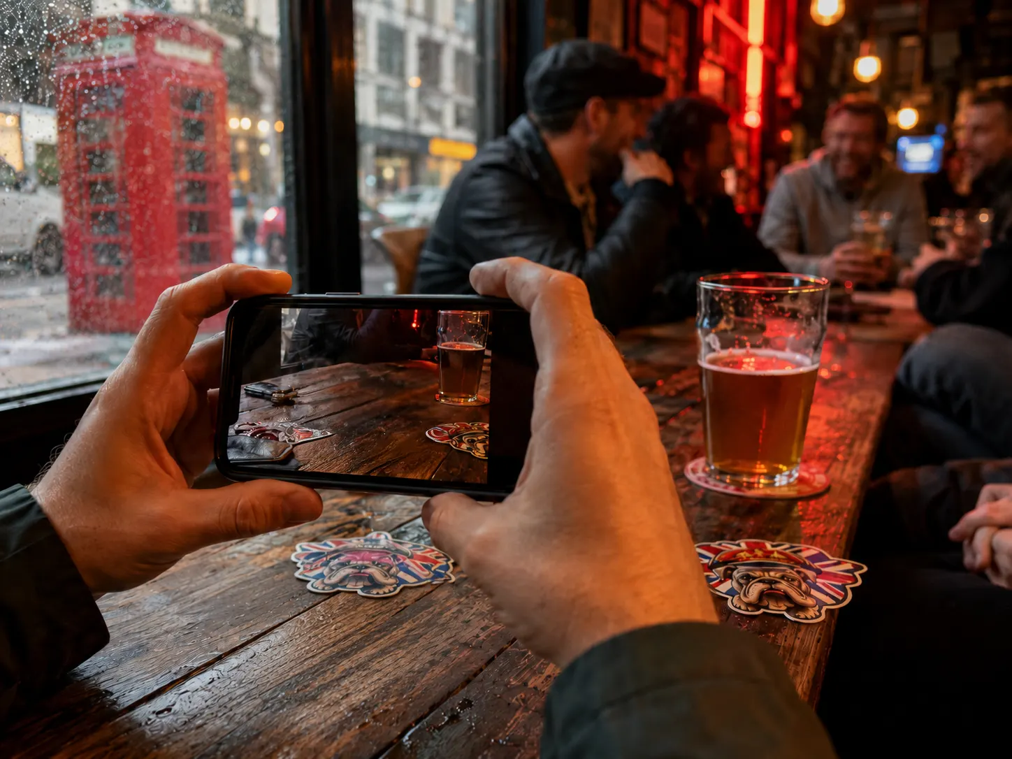 A London community meetup taking a candid phone photo