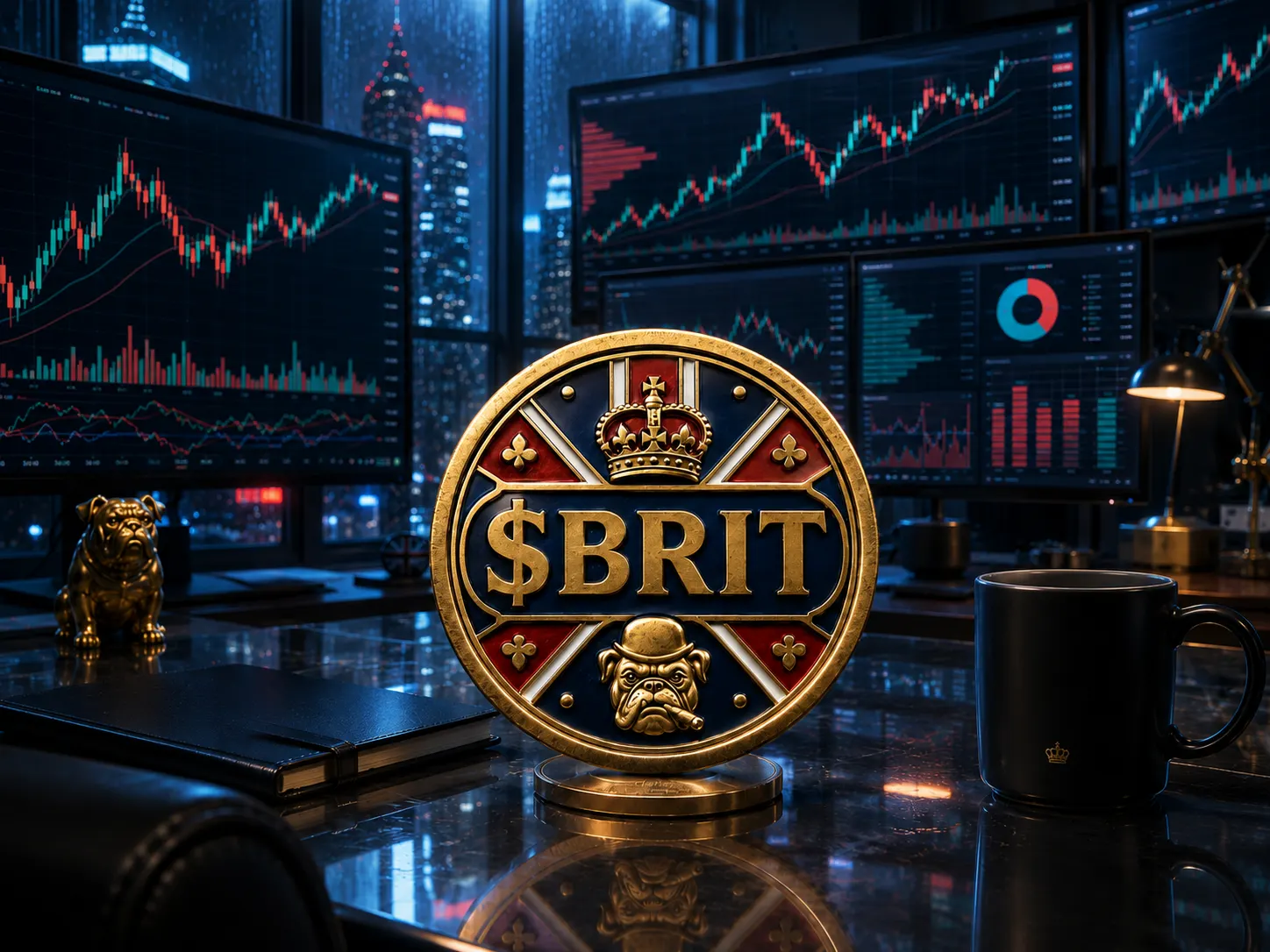 Premium London trading room with market analytics screens