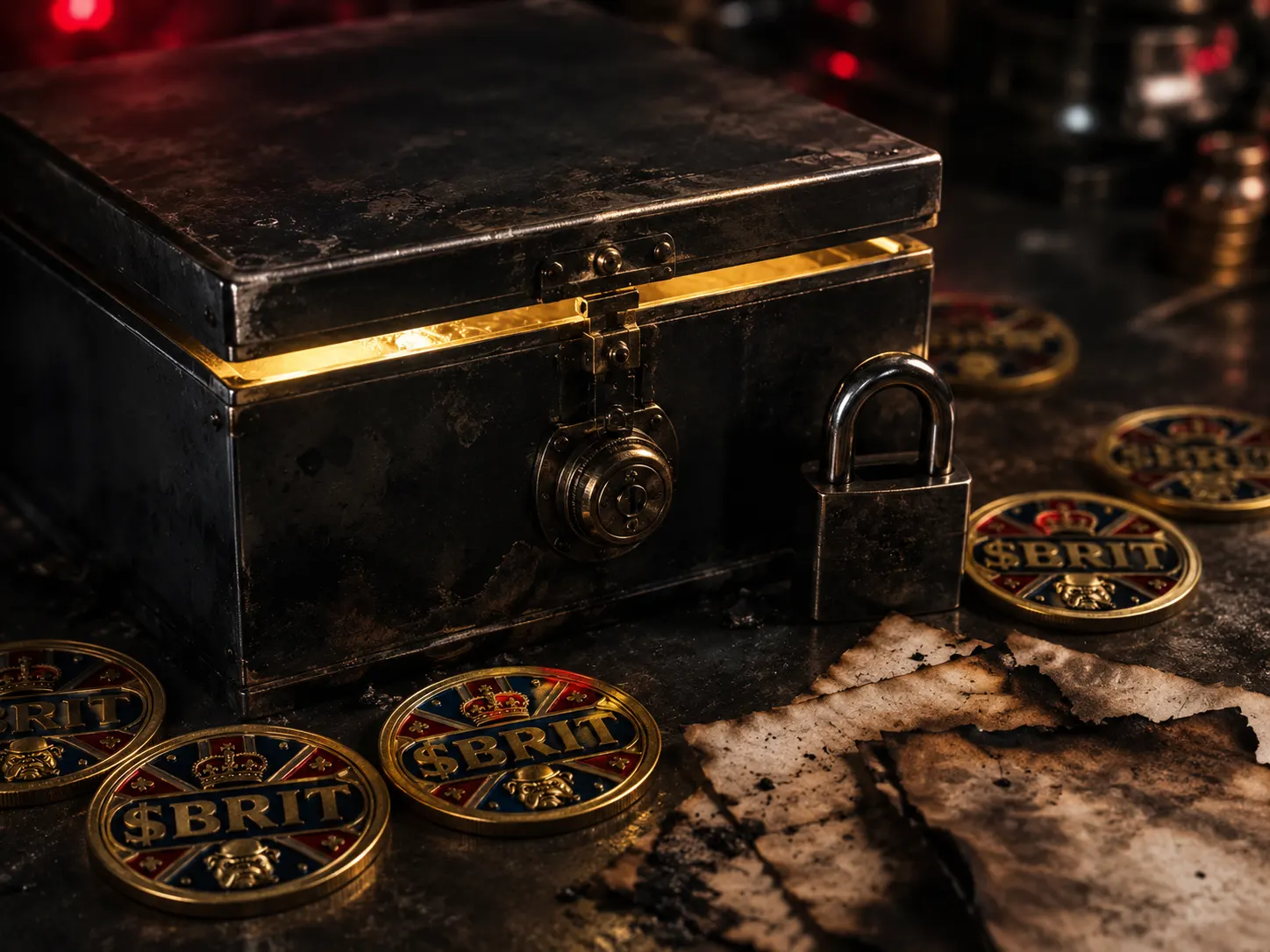 Gold-token liquidity basin in a dark bank vault